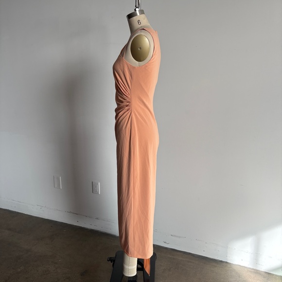 NWT BCBGMaxAzria Slash Neck High Slit Dress in Apricot Sz 4 - Picture 6 of 11